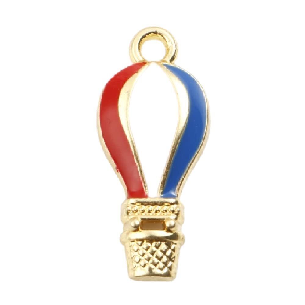 3470 10PC Gold-Plated Alloy Enamel Independence Day Hot Air Balloon Charms